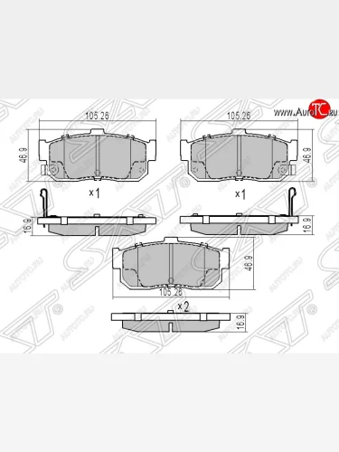 Колодки тормозные SAT (задние) Nissan Sunny B15 (1998-2004)