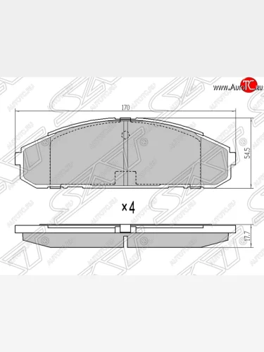 Колодки тормозные SAT (передние) Nissan Patrol  4 (1987-1997) Y60