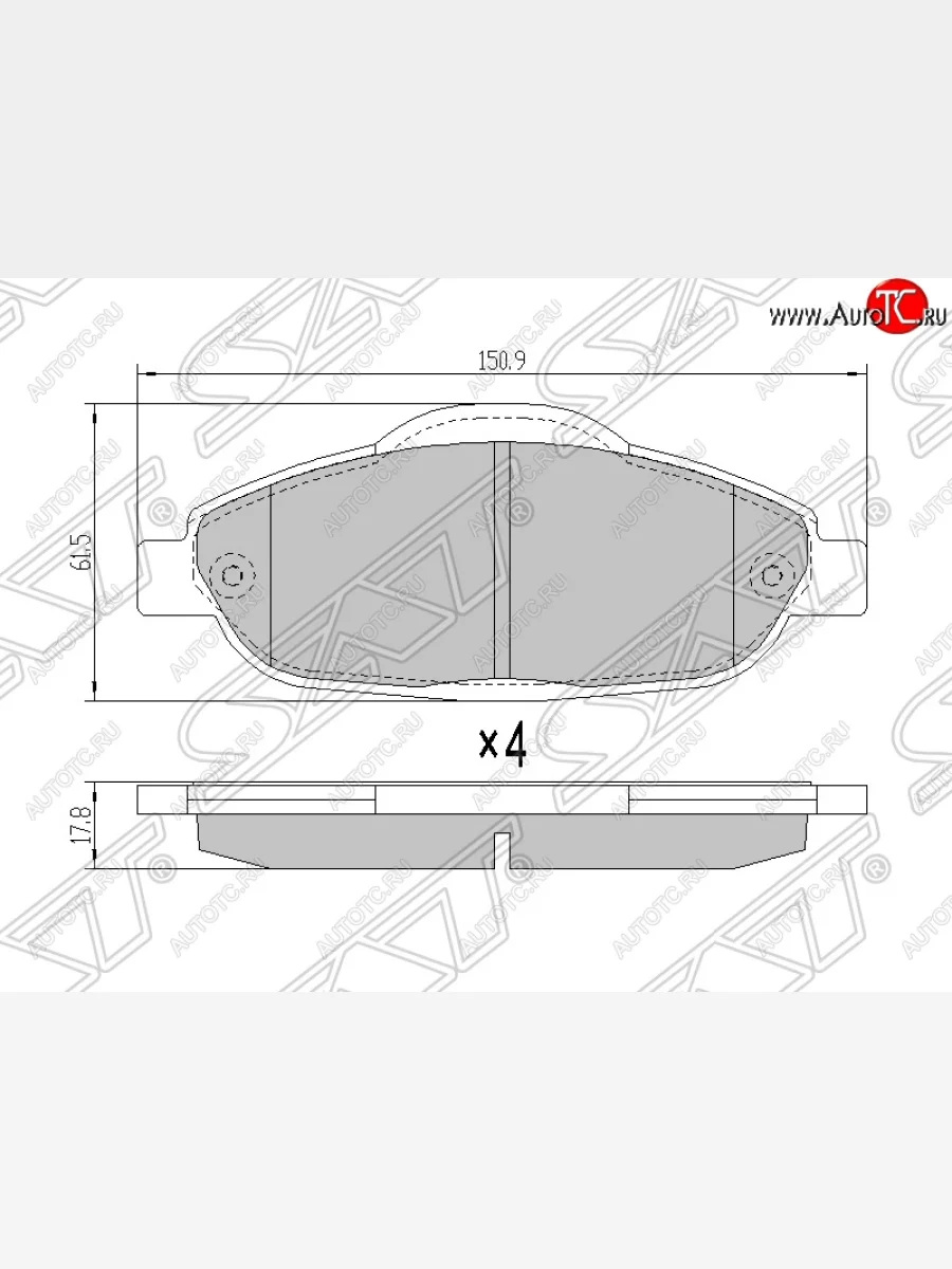 Колодки тормозные SAT (передние) Peugeot 308 T7 хэтчбек 5 дв. дорестайлинг (2007-2011)  в Керчи Республика Крым