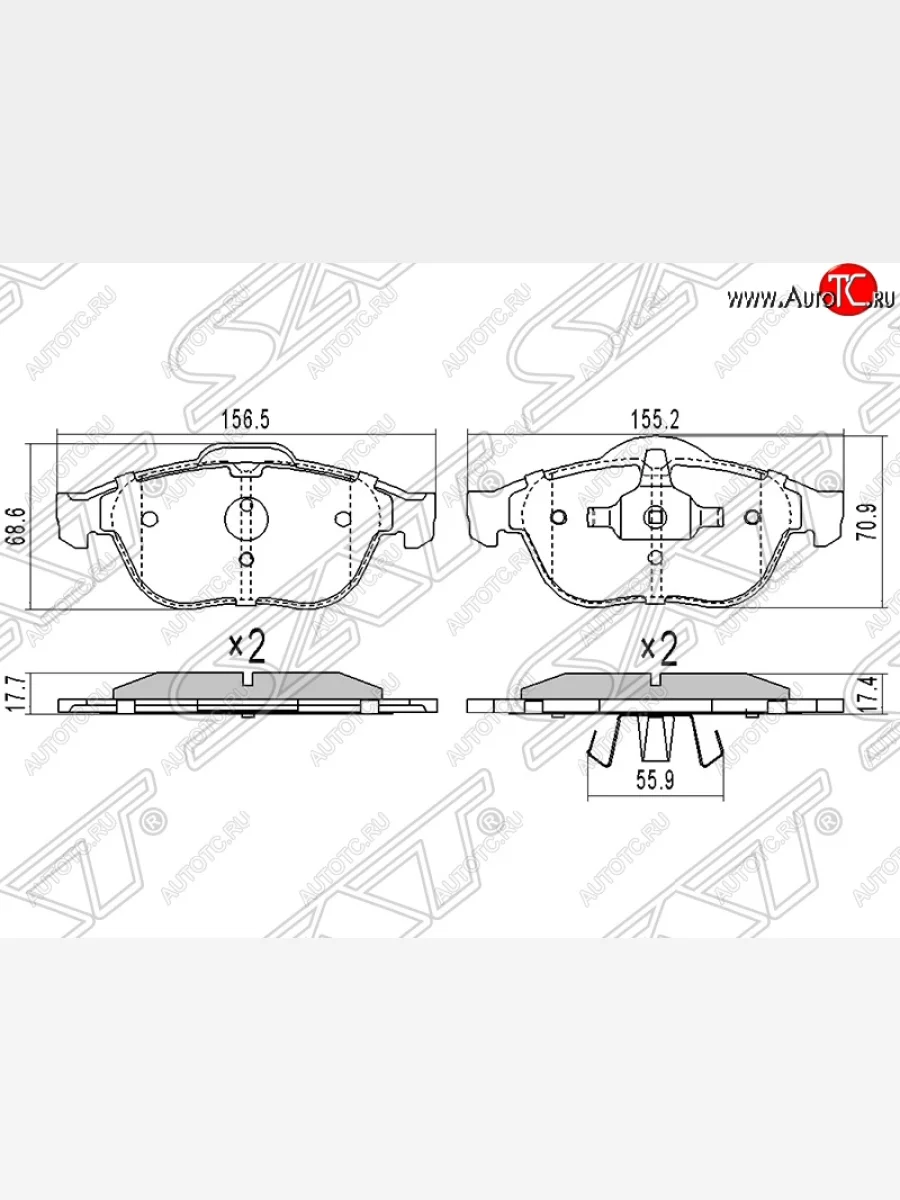 Колодки тормозные SAT (передние) Renault Clio BR дорестайлинг, хэтчбэк 5 дв. (2005-2009)  в Керчи Республика Крым