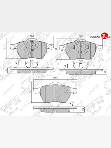 Колодки тормозные SAT (передние) Skoda Octavia ( Tour A4 1U5,  Tour A4 1U2) (1996-2000) универсал дорестайлинг, лифтбэк дорестайлинг