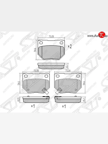 Колодки тормозные SAT (задние) Subaru Impreza ( GD,  GG) (2000-2007) седан дорестайлинг, хэтчбэк дорестайлинг, седан 1-ый рестайлинг, хэтчбэк 1-ый рестайлинг, седан 2-ой рестайлинг, хэтчбэк 2-ой рестайлинг