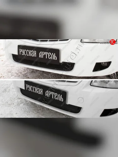 Защитная сетка и зимняя заглушка в нижнюю часть бампера (шагрень) RA Лада ВАЗ Приора ( 21728,  2170) (2013-2018) купе рестайлинг, седан рестайлинг