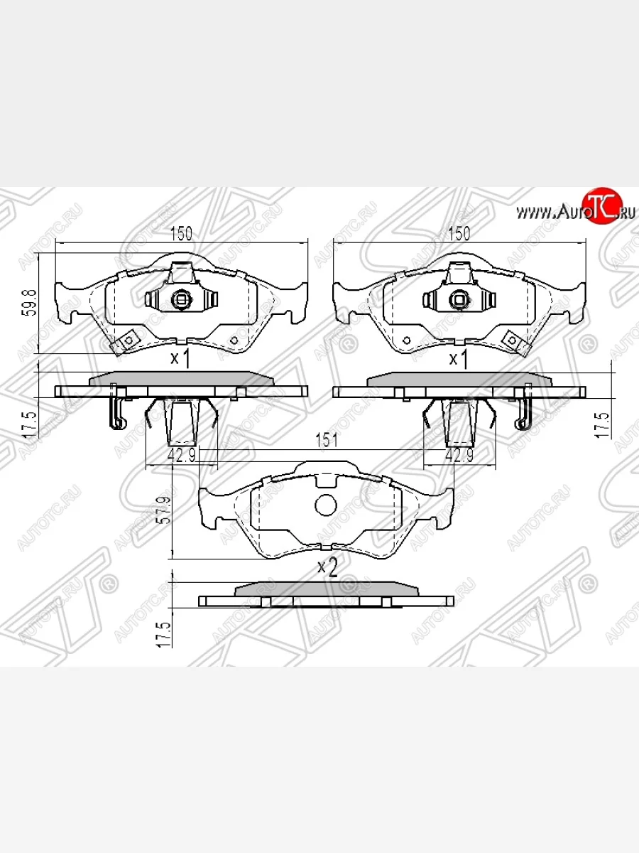 Колодки тормозные SAT (передние)  Toyota Yaris (2005-2014) XP90, XP130  в Воронеже Воронежской области