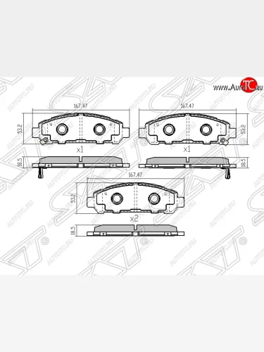 Колодки тормозные SAT (передние) Toyota Venza  GV10 (2008-2012) дорестайлинг