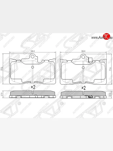 Колодки тормозные SAT (передние) Lexus GS300 S190 дорестайлинг (2005-2006)