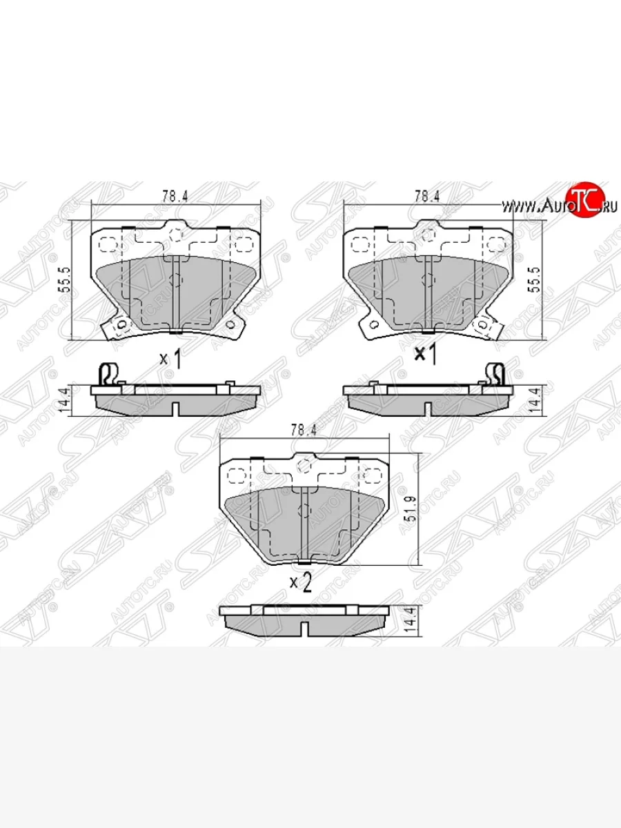 Колодки тормозные задние SAT Toyota Vitz XP10 хэтчбэк 3 дв. дорестайлинг (1999-2001)  с доставкой в г. Керчь