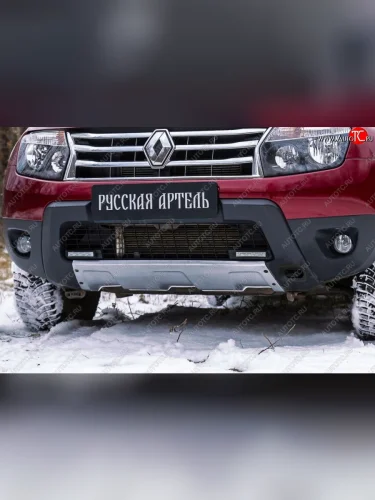 Накладка переднего бампера RA (Поверхность шагрень (серый металлик)) Renault Duster HS дорестайлинг (2010-2015)