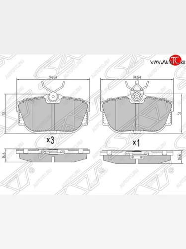 Колодки тормозные SAT (задние) Volkswagen Caravelle T4 рестайлинг (1995-2003)