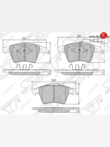 Колодки тормозные SAT (передние) Volkswagen Caravelle T5 рестайлинг (2009-2015)