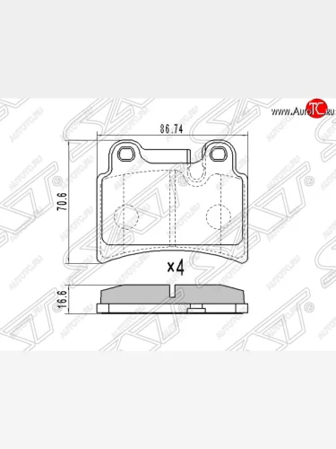 Колодки тормозные SAT (задние, 86,74*70,6*16,6) Volkswagen Touareg 1 GP дорестайлинг (2002-2007)
