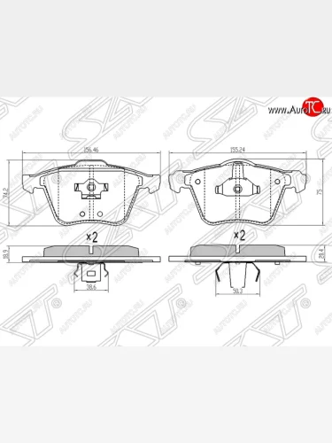 Колодки тормозные SAT (передние) Volvo XC90 C дорестайлинг (2002-2006)