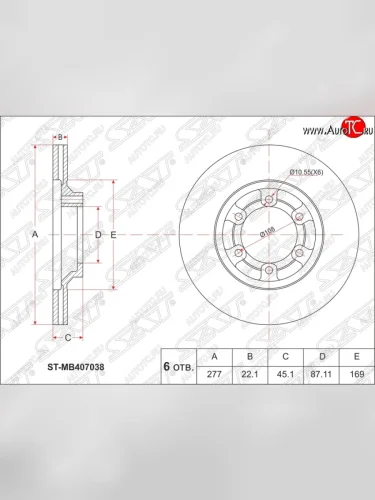 Диск тормозной SAT (передний, d 277) Mitsubishi Pajero 1 L040 (1982-1991)