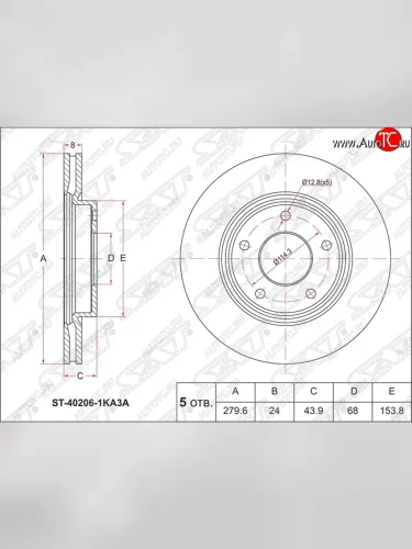 Диск тормозной SAT (передний, d 280) Nissan Juke  1 YF15 - Tiida  3 C13