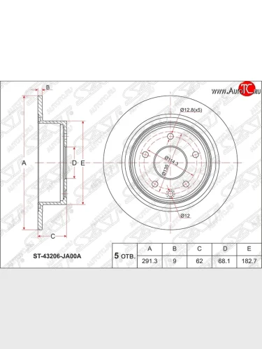 Диск тормозной SAT (задний, d 291.5) Nissan Juke  1 YF15 - Teana ( 1 J31,  2 J32,  3 L33)