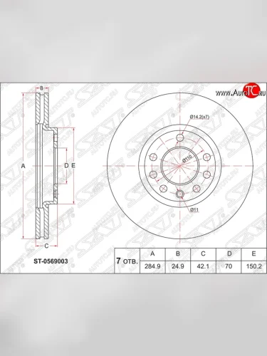 Диск тормозной SAT (передний, d 295) Opel Vectra C седан рестайлинг (2005-2008)