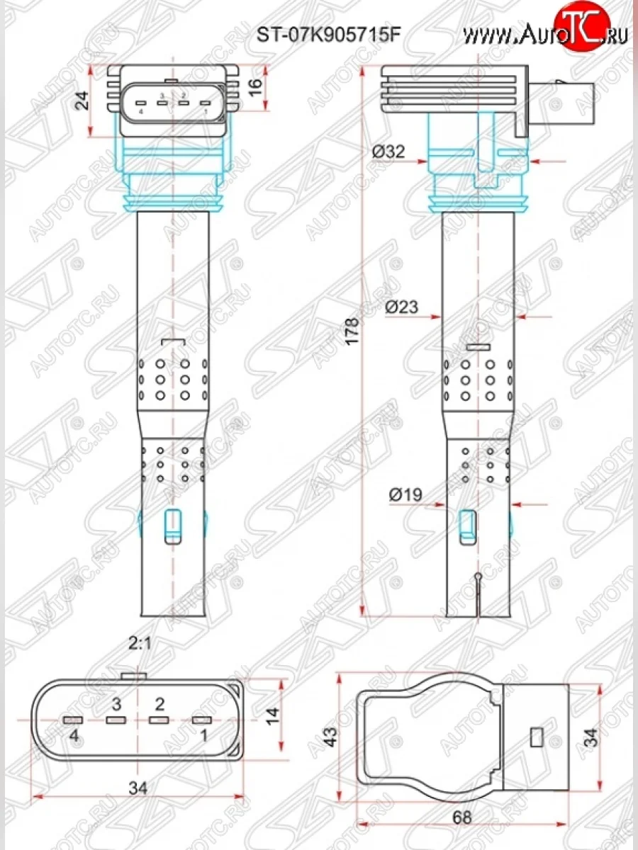 Катушка зажигания SAT Audi A3 8VS седан дорестайлинг (2012-2016)  с доставкой в г. Пермь
