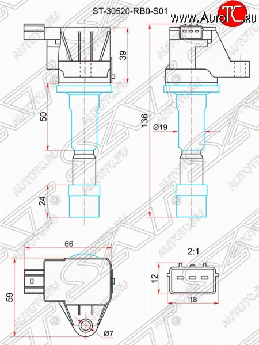 Катушка зажигания SAT  Honda Fit (2007-2014) GE, 2  в Самаре Самарской области