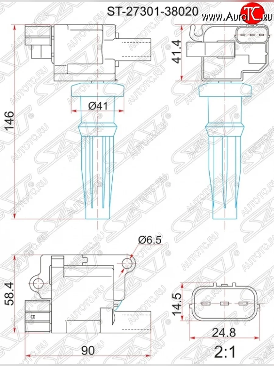 Катушка зажигания SAT Hyundai Sonata EF рестайлинг ТагАЗ (2001-2013)  в Керчи Республика Крым