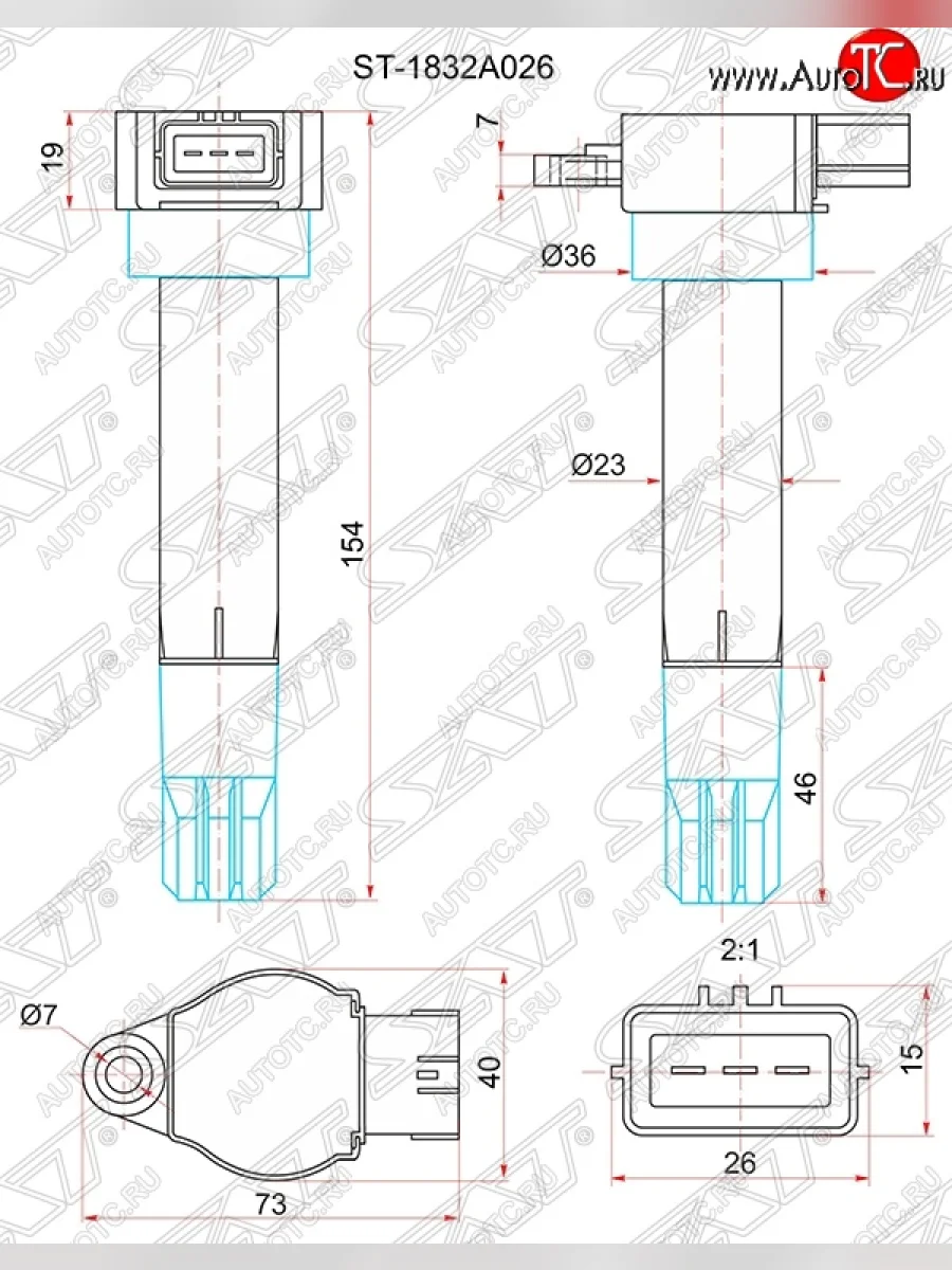 Катушка зажигания SAT Mitsubishi Pajero 4 V90 дорестайлинг (2006-2011)  с доставкой в г. Керчь