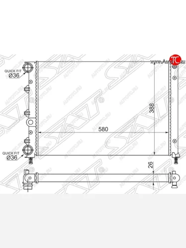 Радиатор двигателя SAT (пластинчатый, 1.6 / 2.0, МКПП) Alfa Romeo 147  937A (2000-2004) дорестайлинг, хэтчбэк 3 дв.