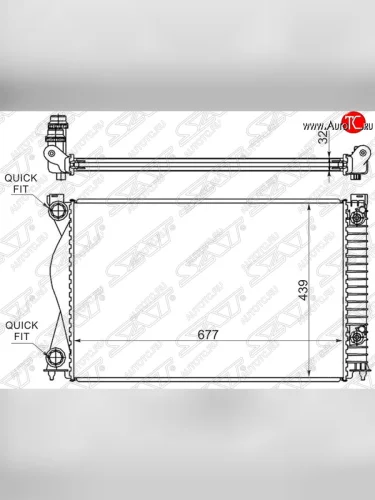 Радиатор двигателя SAT (пластинчатый, 2.0T/2.0TD, АКПП) Audi A6 C6 дорестайлинг, седан (2004-2008)