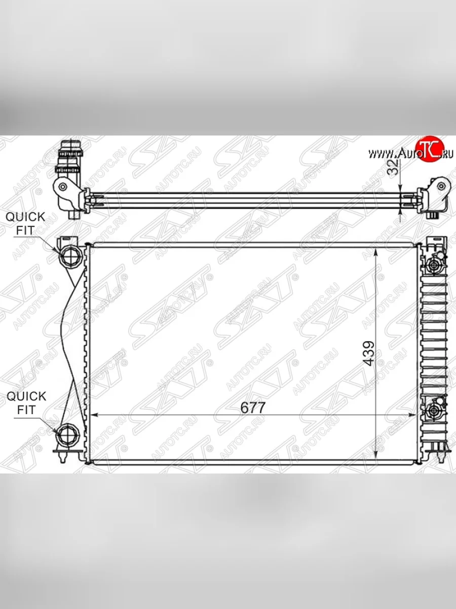 Радиатор двигателя SAT (пластинчатый, 2.0T/2.0TD, АКПП) Audi A6 C6 дорестайлинг, седан (2004-2008)  в Керчи Республика Крым
