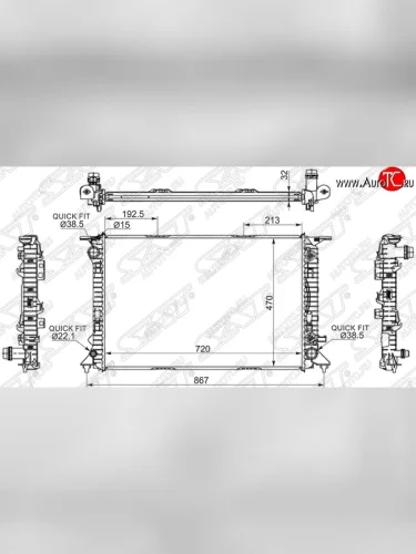 Радиатор двигателя SAT (пластинчатый, кондиционер, АТТ, AUDI A4(S4) - 2.7TD, 3.0, 3.0TD, 3.2 07- / AUDI A5 - 2.0T, 2.7TD, 3.0, 3.0T, 3.0TD, 3.2 07- / AUDI Q5-3.2 2008-) Audi Q3 8U дорестайлинг (2011-2015)