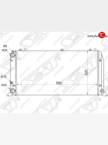 Радиатор двигателя SAT (1.6 / 1.8 / 2.0) Audi 80 B3 седан (1986-1991)