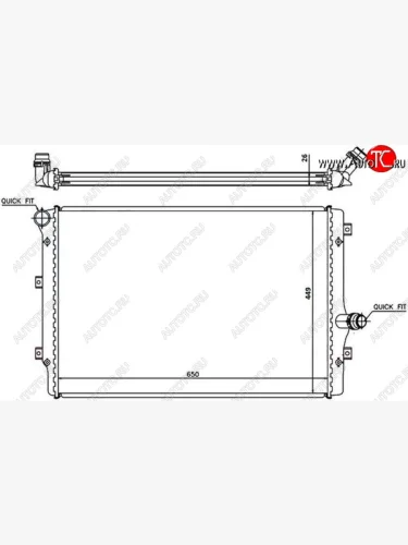 Радиатор двигателя SAT (1.8T / 2.0T / 2.0TD) Skoda Superb B6 (3T) лифтбэк дорестайлинг (2008-2013)