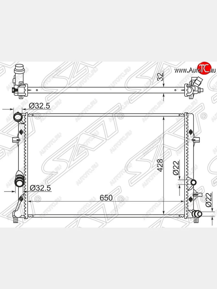 Радиатор двигателя SAT (пластинчатый) Audi A3 8PA хэтчбэк 5 дв. 3-ий рестайлинг (2010-2013)  в Перми Пермском крае