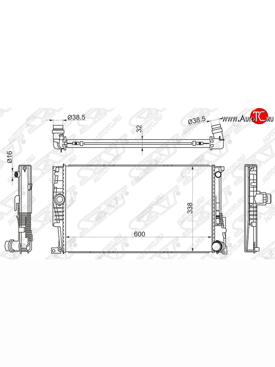 Радиатор двигателя SAT (пластинчатый, 300х338х32 мм) BMW 3 серия F34 Grand Turismo лифтбэк дорестайлинг (2012-2016)  в Керчи Республика Крым
