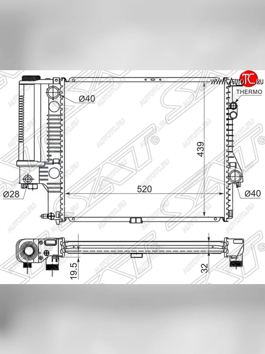 Радиатор двигателя SAT (пластинчатый, 2.0 / 2.3 / 2.8) BMW 5 серия E39 седан рестайлинг (2000-2003)  в Керчи Республика Крым