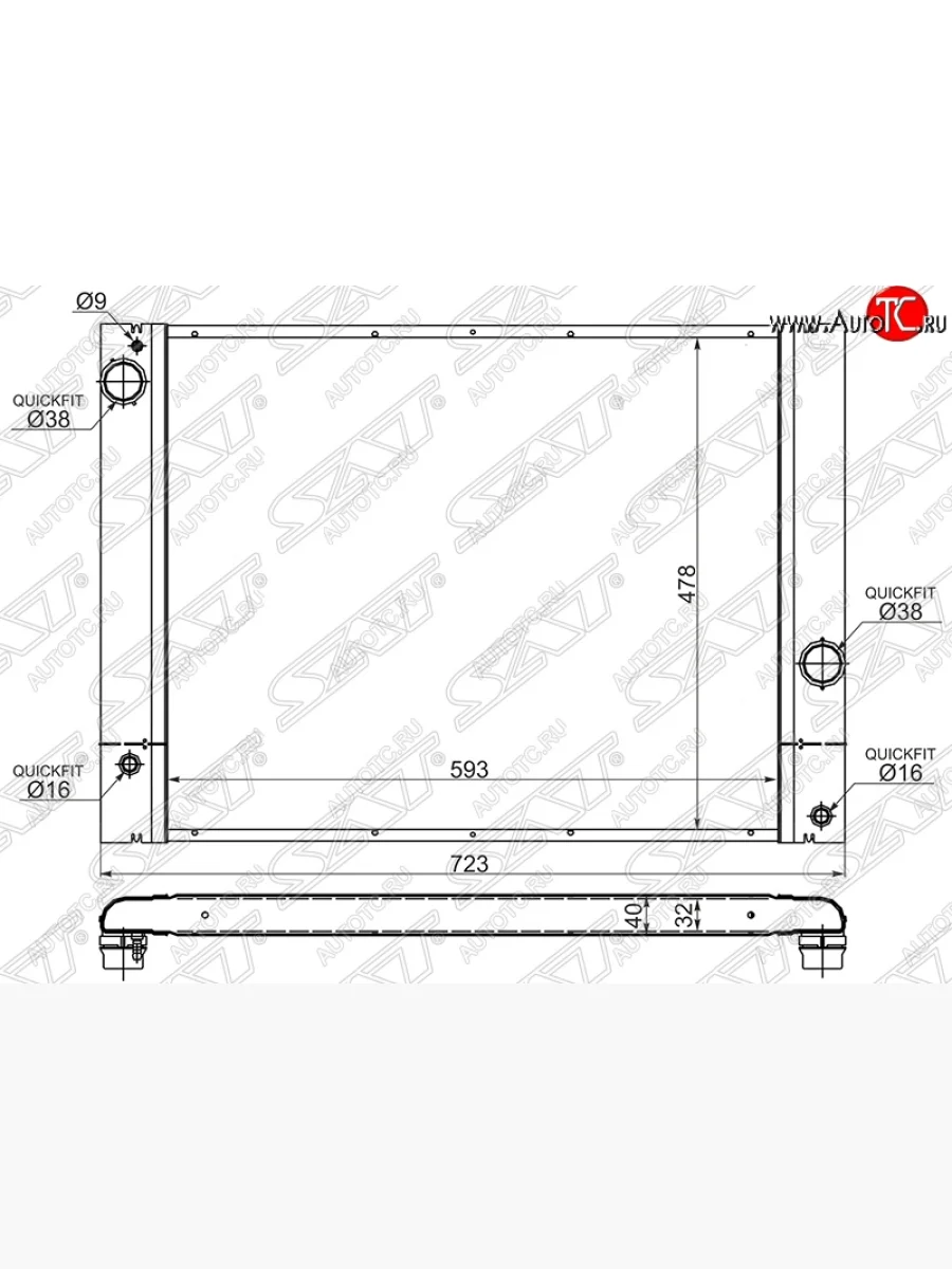 Радиатор двигателя SAT (пластинчатый) BMW 6 серия E63 дорестайлинг, купе (2003-2007)  с доставкой в г. Керчь