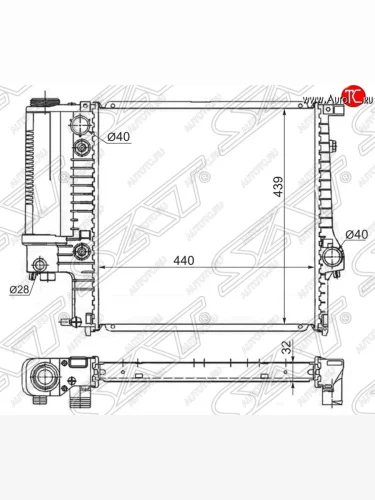 Радиатор двигателя SAT (трубчатый, 1.6/1.8/2.0/2.5) BMW 3 серия E30 седан (1982-1991)