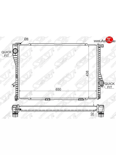 Радиатор двигателя SAT (трубчатый) BMW 5 серия E39 седан рестайлинг (2000-2003)