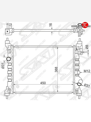 Радиатор двигателя SAT (пластинчатый) Ravon R2 (2016-2025)