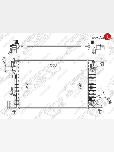 Радиатор двигателя SAT (пластинчатый, 1.2/1.4, АКПП) Chevrolet Cobalt седан дорестайлинг (2011-2016)