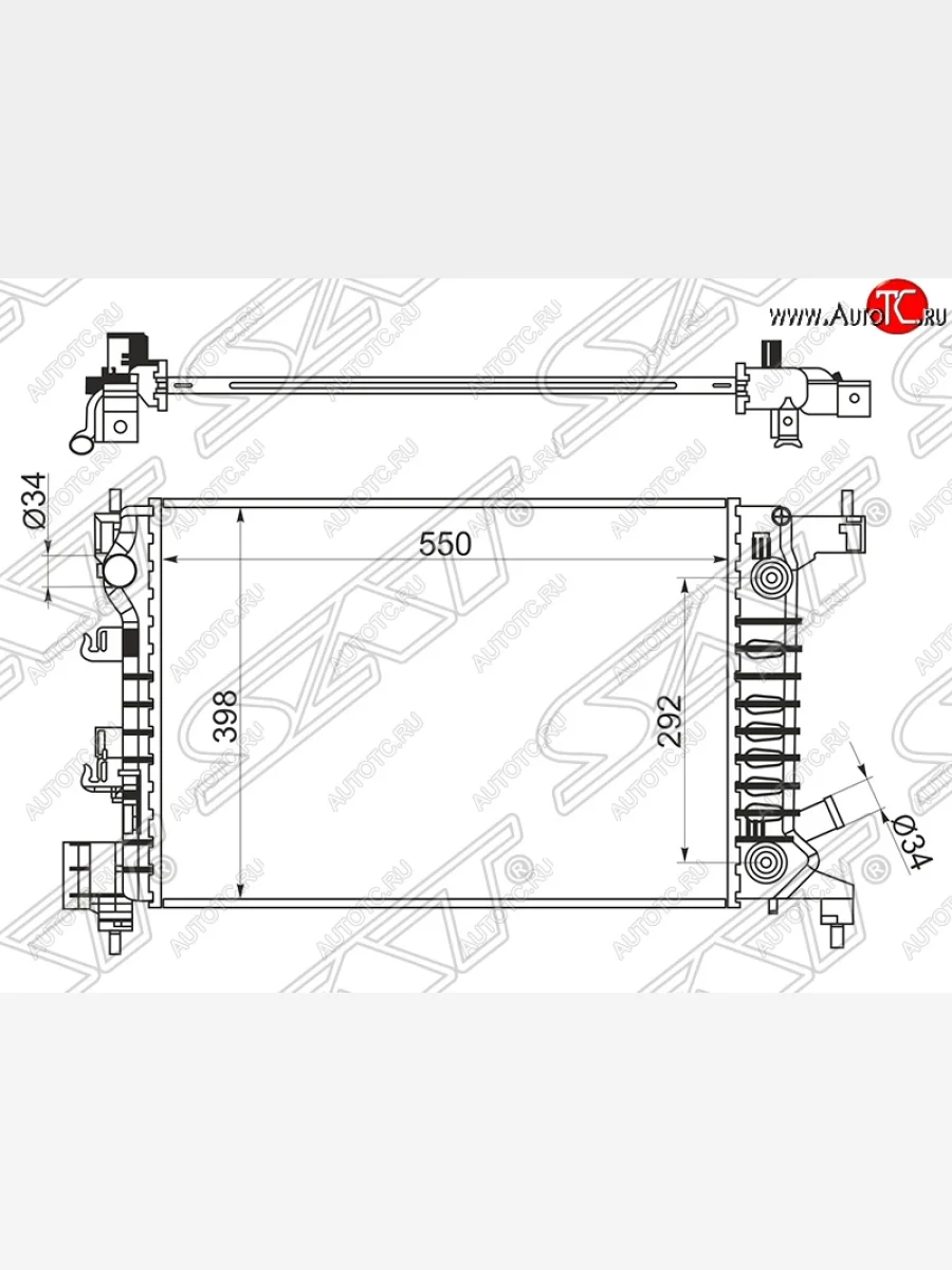 Радиатор двигателя SAT (пластинчатый, 1.2/1.4, АКПП) Chevrolet Aveo T300 хэтчбек (2011-2015)  в Керчи Республика Крым