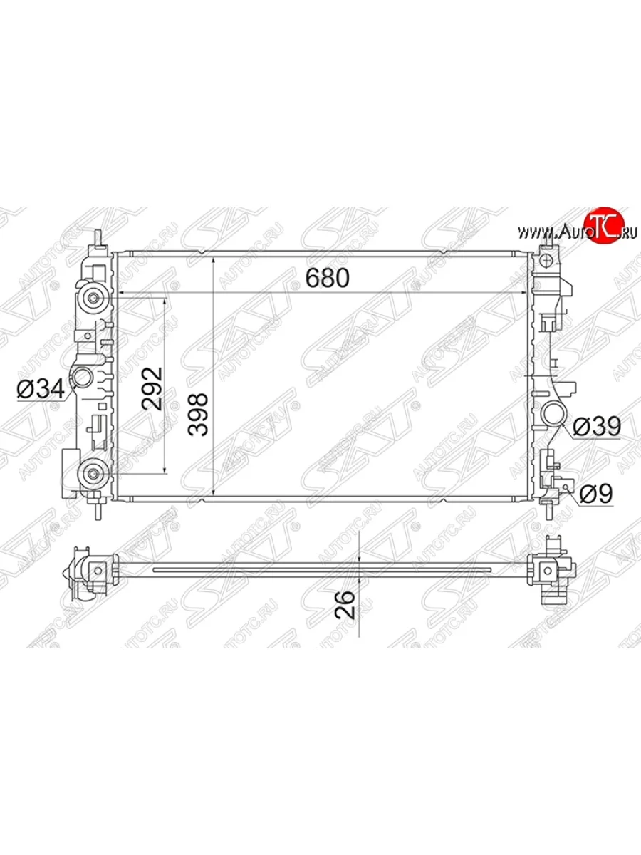 Радиатор двигателя SAT (пластинчатый, 1.4T/1.6T, МКПП/АКПП) Chevrolet Cruze J308 универсал рестайлинг (2012-2015)  с доставкой в г. Керчь
