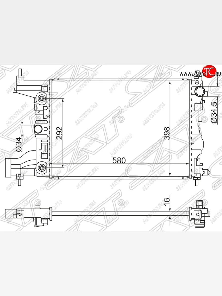 Радиатор двигателя SAT (трубчатый, МКПП/АКПП) Chevrolet Cruze J308 универсал рестайлинг (2012-2015)  с доставкой в г. Керчь