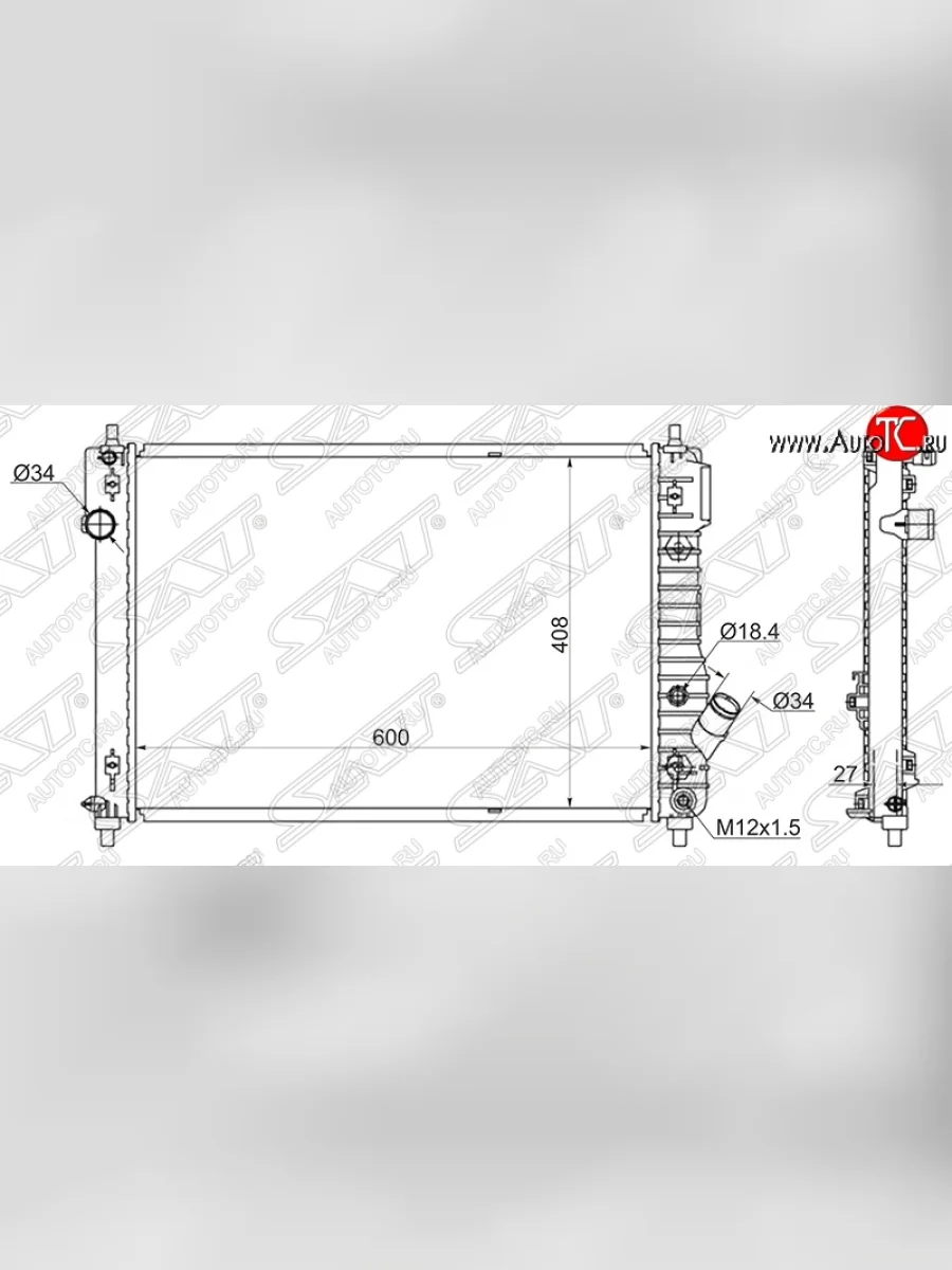 Радиатор двигателя SAT (трубчатый, МКПП)  Chevrolet Aveo (2011-2015) T300  в Керчи Республика Крым