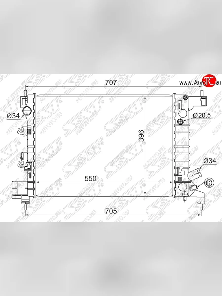 Радиатор двигателя SAT (трубчатый, 1.2/1.4, МКПП)  Chevrolet Aveo (2011-2015), Chevrolet Captiva (2011-2016), Ravon R4 (2016-2020)