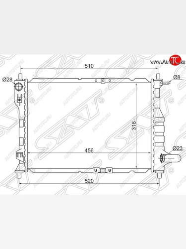 Радиатор двигателя SAT (трубчатый, МКПП/АКПП) Chevrolet Spark M200,250 (2005-2010)