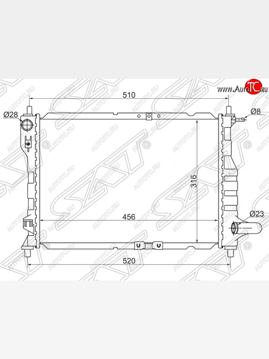 Радиатор двигателя SAT (трубчатый, МКПП/АКПП) Chevrolet Spark M200,250 (2005-2010)  с доставкой в г. Керчь