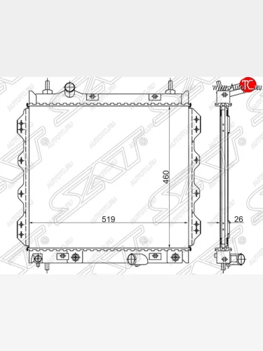 Радиатор двигателя SAT (пластинчатый, 1.6/2.0/2.4/2.4T, МКПП/АКПП) Chrysler PT Cruiser  дорестайлинг (2000-2005)