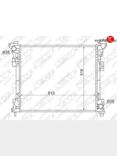 Радиатор двигателя SAT (пластинчатый, 3.3/3.8, МКПП/АКПП) Dodge Caravan минивэн (2007-2010)