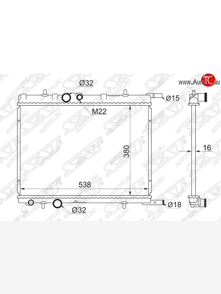 Радиатор двигателя SAT (пластинчатый, 1.1/1.4/1.4D/1.6/1.9D/2.0/2.0D, МКПП) CITROEN Berlingo B9 дорестайлинг (2008-2016)  с доставкой в г. Пермь