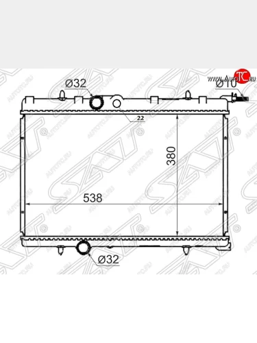 Радиатор двигателя SAT (пластинчатый, 1.4/1.6/2.0, АКПП) CITROEN C4  дорестайлинг, хэтчбэк 5 дв. (2004-2008)