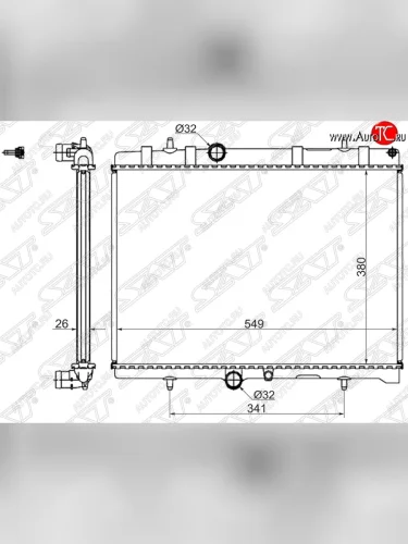 Радиатор двигателя SAT (пластинчатый, 1.6T/1.6D/2.0D/1.8/2.0/2.0D, МКПП/АКПП) CITROEN DS4 PF1 дорестайлинг,хэтчбэк 5дв. (2010-2015)